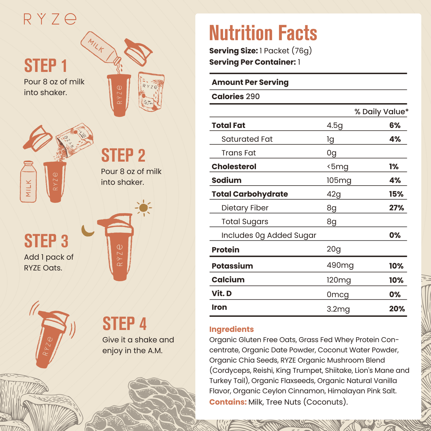 Mushroom Overnight Oats Pack (14 Servings) - LLSK