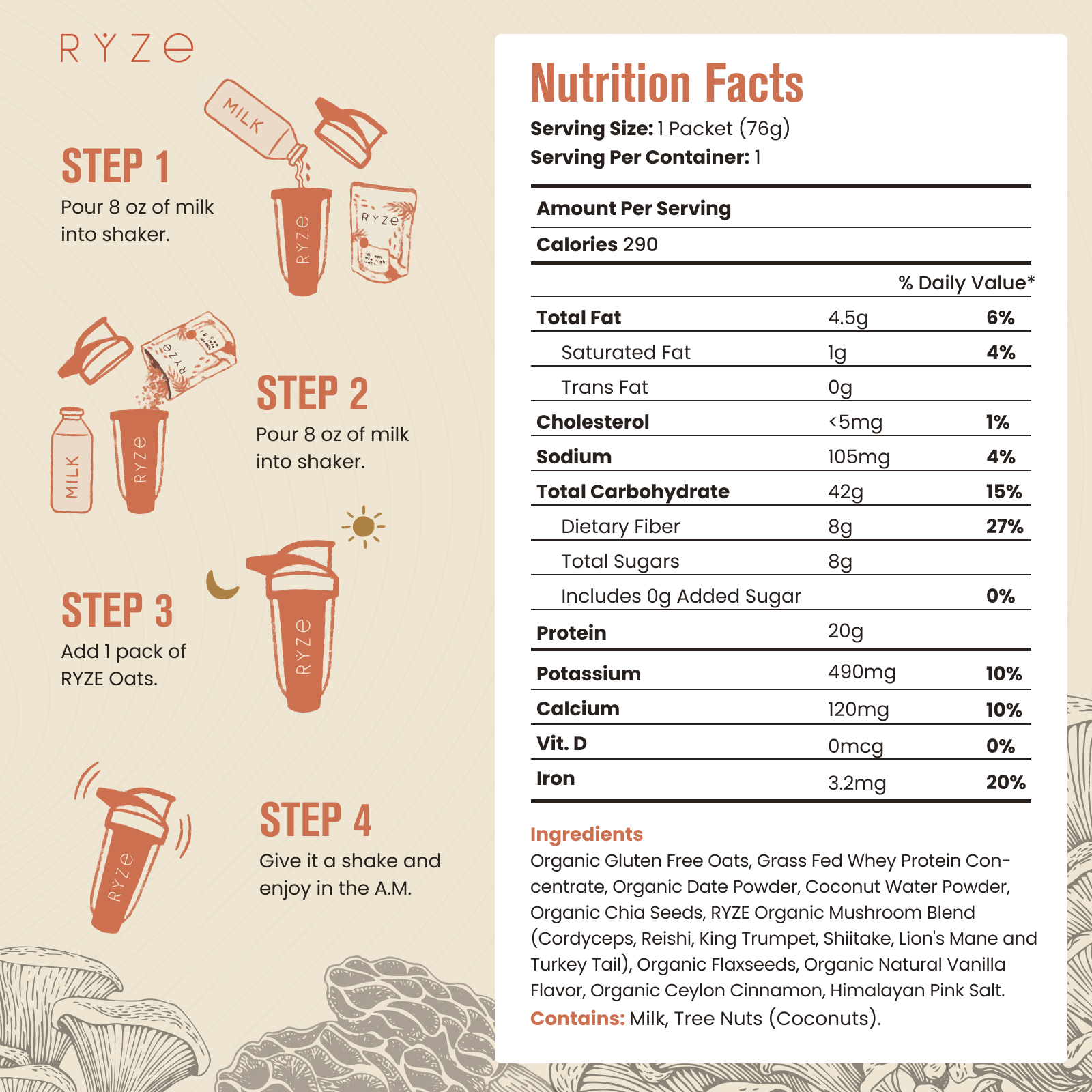 Mushroom Overnight Oats Pack (14 Servings) - LLSK