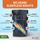 RYZE Hot Cocoa - with 6 Sleep Superfoods to Help Fall Asleep and Stay Asleep - MHT3