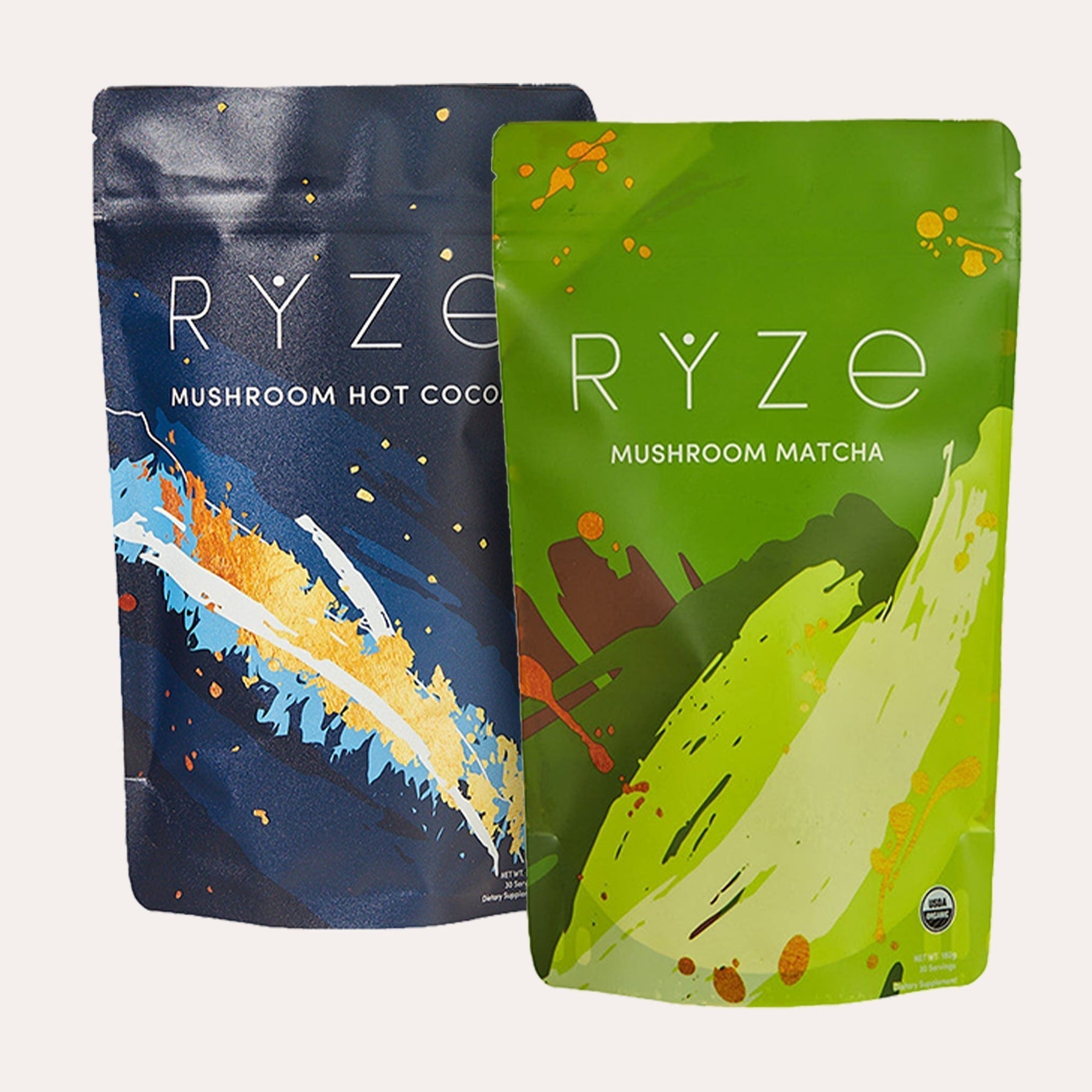 RYZE Mushroom Matcha - with 6 Organic Adaptogenic Mushrooms Grown In USA and Ceremonial-Grade Japanese Matcha - B4E8
