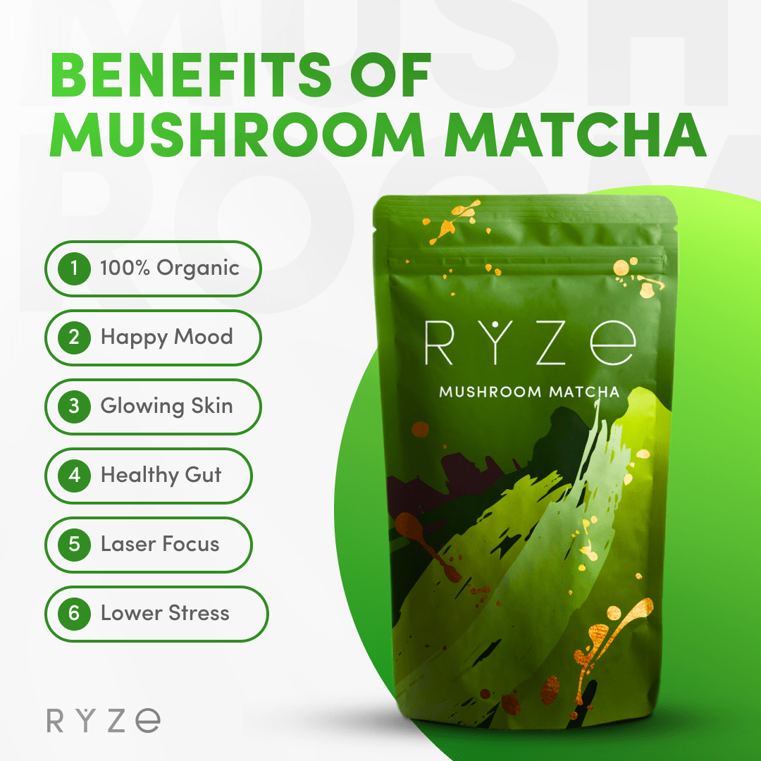 RYZE Organic Mushroom Matcha Starter Kit (60 servings) - 2SY1